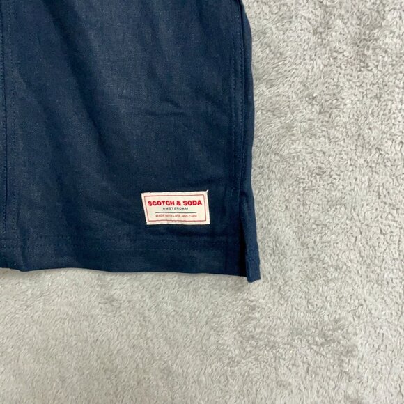 Scotch & Soda Men's XL Navy Blue Linen Blend Short Sleeve Button Up Shirt N0863 - Picture 8 of 9